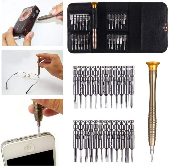 PrimeX TRN-25 Deri kılıf Elektronikçi Tornavida Seti, Saatçi Tornavida Seti, Cep Telefonu Tornavida Seti, Bilgisayar Tamir Tornavida Seti, Mini Tornavida Seti 25'li - 5