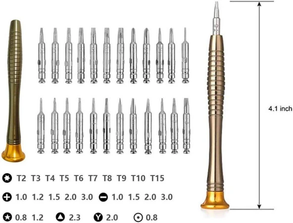 PrimeX TRN-25 Deri kılıf Elektronikçi Tornavida Seti, Saatçi Tornavida Seti, Cep Telefonu Tornavida Seti, Bilgisayar Tamir Tornavida Seti, Mini Tornavida Seti 25'li - 7