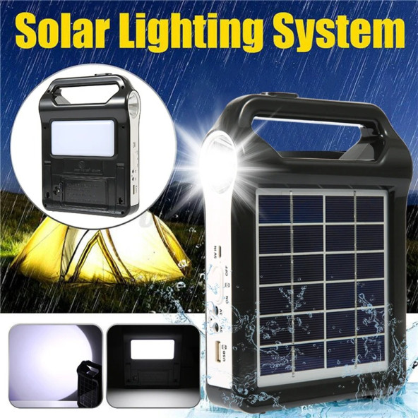 TechTic Kamp Lambası Solar El Feneri Güneş Enerjili Kamp Feneri Şarjlı Powerbank Kamp Çadır Lambası - 2