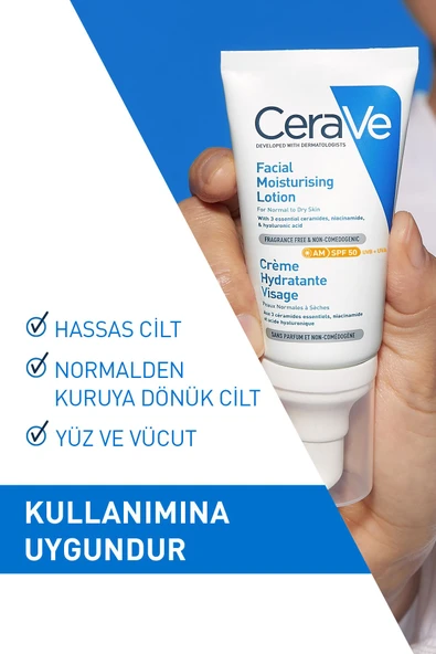 CeraVe - Kuru Ciltler Spf50 Nemlendirici Yüz Kremi 52 Ml - 3