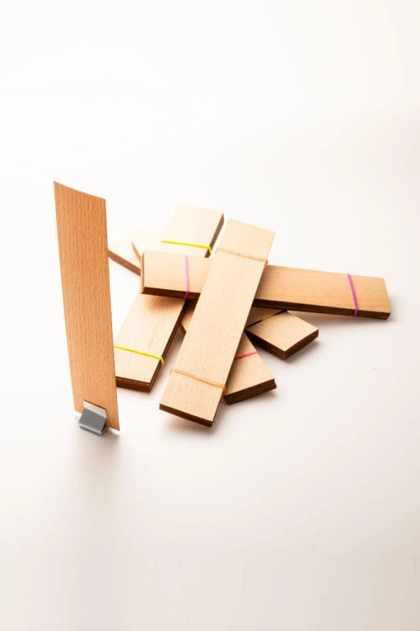 Ahşap Mum Fitili + Yapışkanlı Sehpa - 50 Adet ( 25mm x 100mm x 0,5mm ) - 3