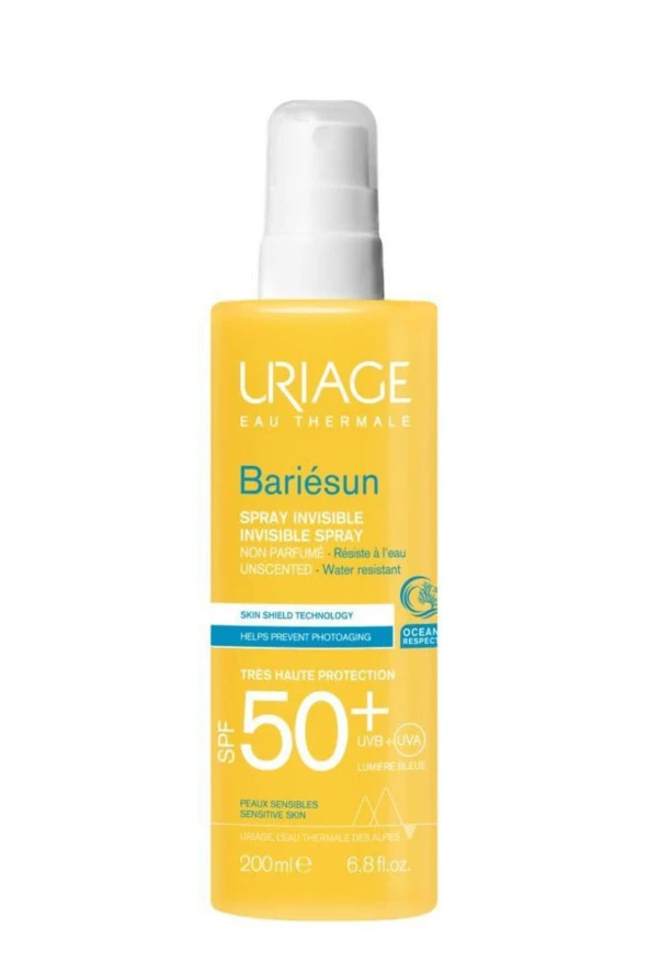 Uriage Bariesun Spf 50+invisible Spray 200 Ml Yüz Ve Vücut Için Parfüm Içermeyen Güneş Koruyucu Sprey