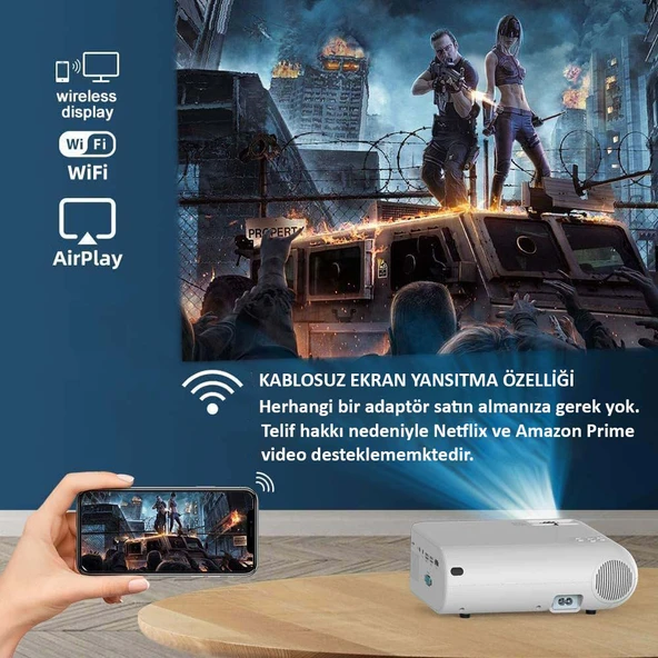 HyMark 1080P Mini Taşınabilir Wifi iOS & Android Telefon Yansıtma P62 Model Projeksiyon Cihazı - 2
