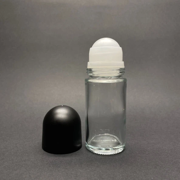 50 cc Roll-on Cam  Şişe - Şeffaf - 50 ml Cam Deodorant Şişesi  x 3 Adet - Resim 2