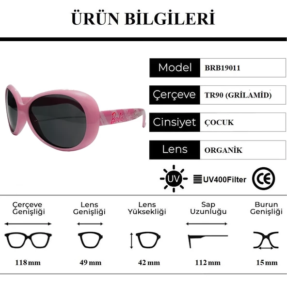 Barbie BRB19011 Organik Camlı UV400 Lisanslı Kız Çocuk Güneş Gözlüğü - 6