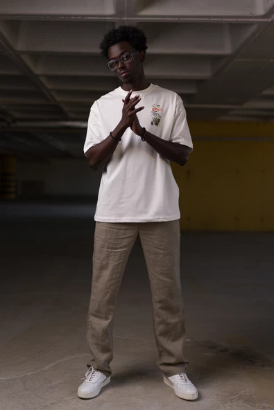 Bisiklet Yaka %100 Pamuklu Oversize (Geniş Model) T-shirt - Resim 7