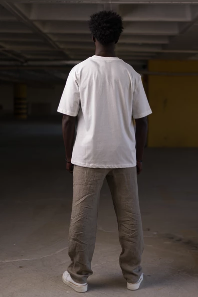 Bisiklet Yaka %100 Pamuklu Oversize (Geniş Model) T-shirt - Resim 10