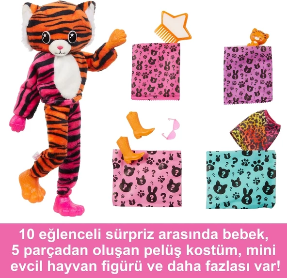 Barbie Cutie Reveal Bebekler Barbie Tropikal Orman Serisi - Kaplan, 3 yaş ve üzeri, HKP99 - 4