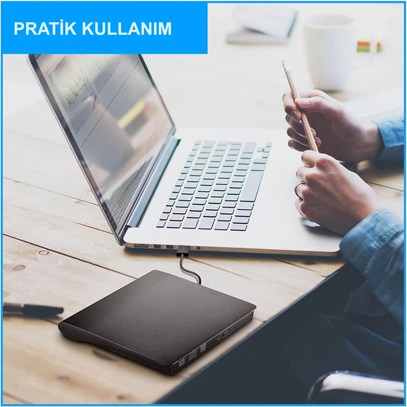 HyMark USB 3.0 Taşınabilir CD DVD Yazıcı Okuyucu Windows Mac Dizüstü Masaüstü Bilgisayar - Resim 6