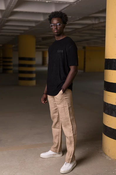 Bisiklet Yaka Havlu Kumaş Yarı Oversize (Hafif Geniş Model) T-shirt - Resim 7