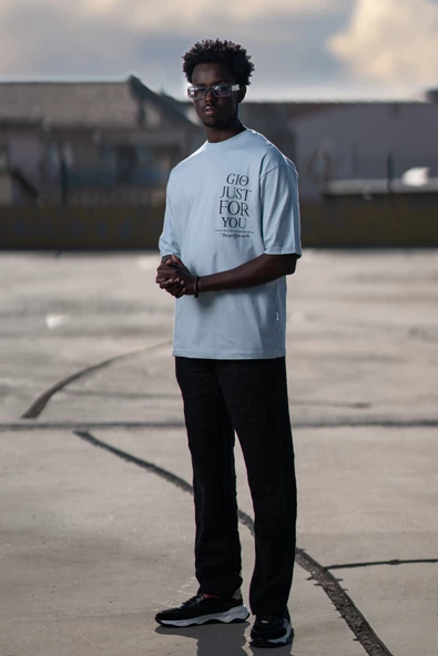 Bisiklet Yaka %100 Pamuklu Baskılı Oversize (Geniş Model) T-shirt - Resim 2