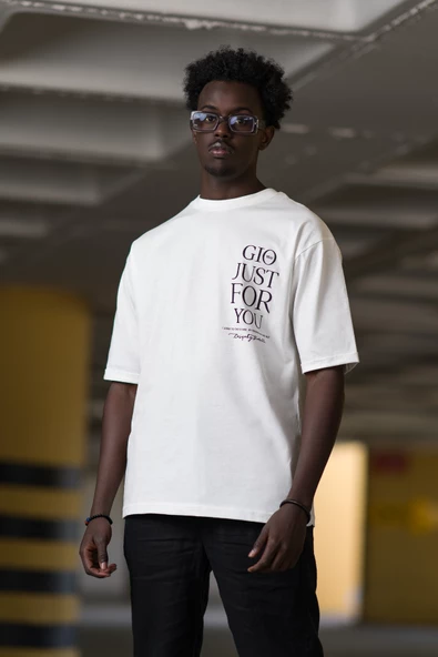 Bisiklet Yaka %100 Pamuklu Baskılı Oversize (Geniş Model) T-shirt - Resim 6