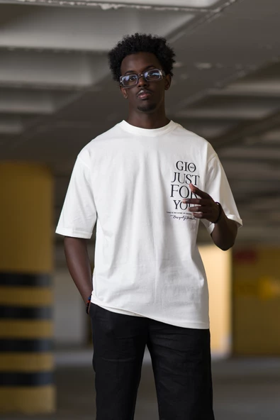 Bisiklet Yaka %100 Pamuklu Baskılı Oversize (Geniş Model) T-shirt - Resim 9