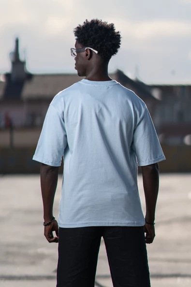 Bisiklet Yaka %100 Pamuklu Baskılı Oversize (Geniş Model) T-shirt - Resim 5