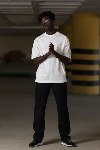 Bisiklet Yaka %100 Pamuklu Arkası Baskılı Oversize (Geniş Model) T-shirt - 7