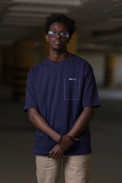 Bisiklet Yaka %100 Pamuklu Arkası Baskılı Oversize (Geniş Model) T-shirt - 4