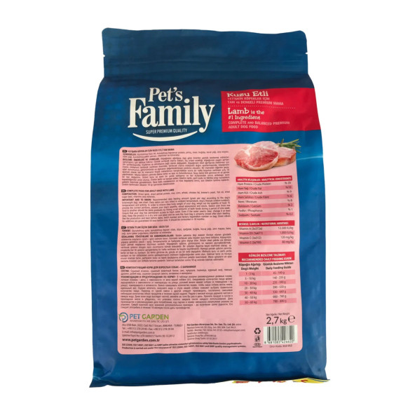 Pets Family Super Premium 2700 Gr Kuzu Etli Yetişkin Köpek Maması - 2