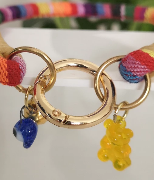 Büyük Kedi Köpek Boyun Tasması Bohem Kedi Kolyesi Yaylı Kilit 25cm - Renkli - 3