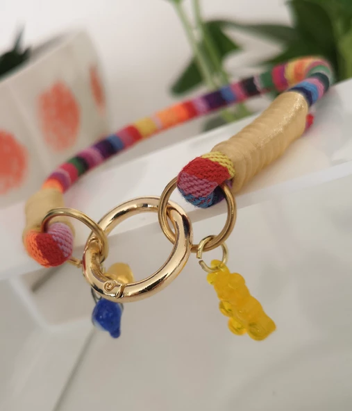 Büyük Kedi Köpek Boyun Tasması Bohem Kedi Kolyesi Yaylı Kilit 25cm - Renkli - 2