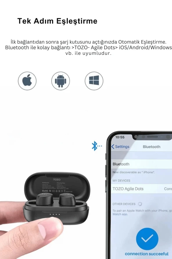 Fuchsia Agile Dots Ultra Hafif Bluetooth 5.3 Kablosuz TWS Airpods Kulaklık - 2