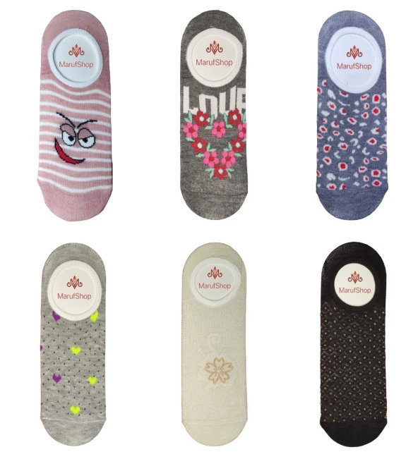 6 Adet Kadın Likralı Pamuk Babet Çorap - 2