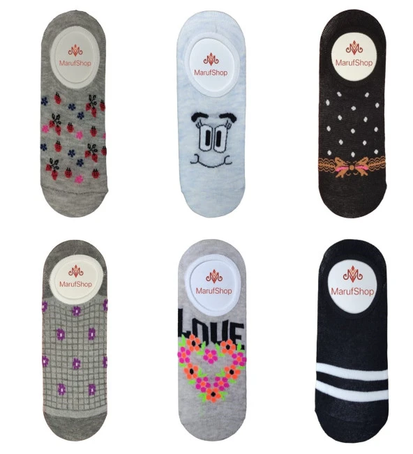 6 Adet Kadın Likralı Pamuk Babet Çorap - 3