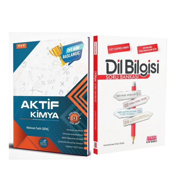 Aktif Öğrenme TYT Kimya 0 dan Başlayanlara ve AKM Dil Bilgisi Soru Bankası Seti 2 Kitap