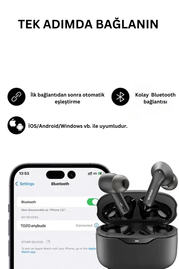 Fuchsia Anybuds Pro Aktif Gürültü Engelleyici Özellikli Bluetooth 5.3 Kablosuz TWS Airpods Kulaklık - 6