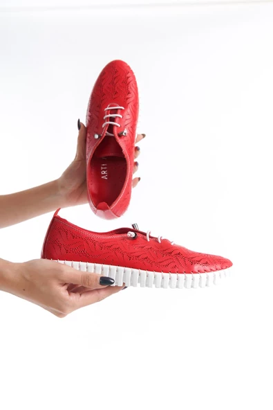 Hakiki Deri Ortopedik Hassas Ciltler İçin Çok Yumuşak Kırmızı Kadın Ayakkabı  Artı-Artı014-ALK054 - 4