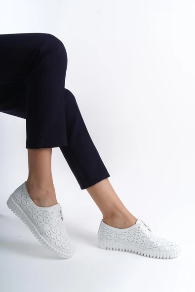 Hakiki Deri Ortopedik Hassas Ciltler İçin Çok Yumuşak Beyaz Kadın Ayakkabı - 2