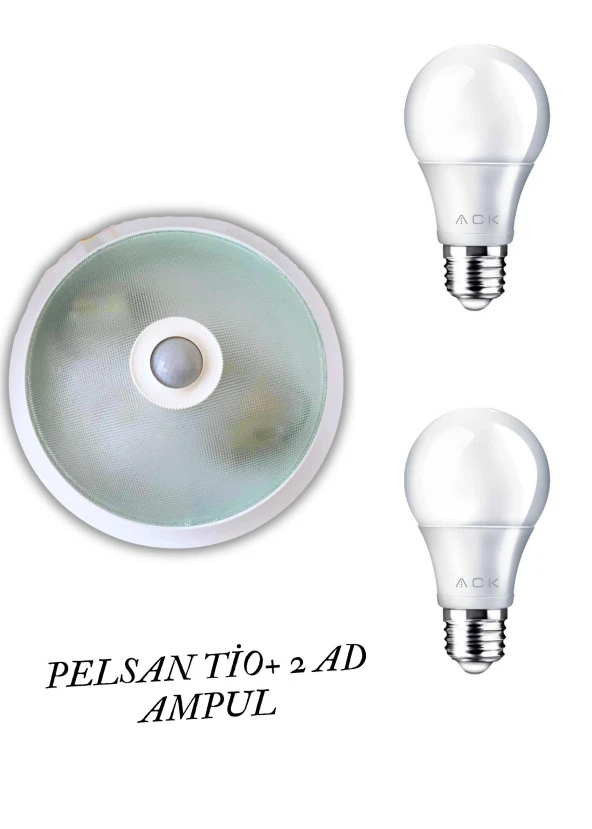 Pelsan Tio PTS Tavan Armatür 1099641 + Ack 9w Led Ampul 880 Lümen Set