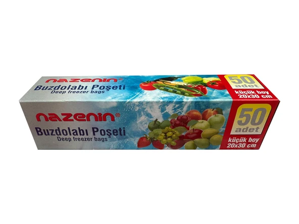 Nazenin Düz Kilitsiz Şeffaf Küçük Boy Buzdolabı Yemek Gıda Poşeti Torbası- 20x30 Cm. - 50'li 5 Paket - 2
