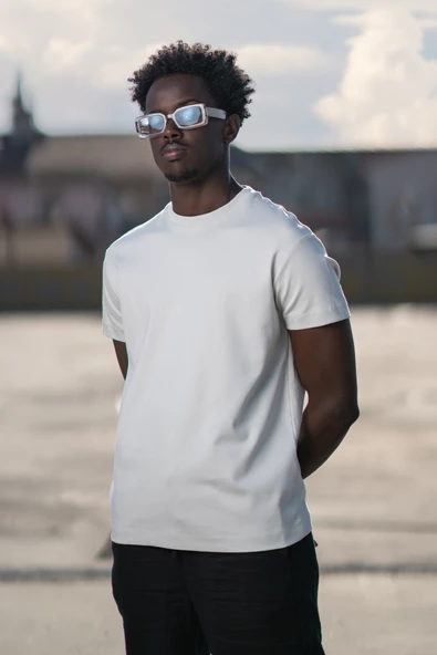 Bisiklet Yaka %100 Pamuklu Basic Oversize (Geniş Model) T-shirt - Resim 6