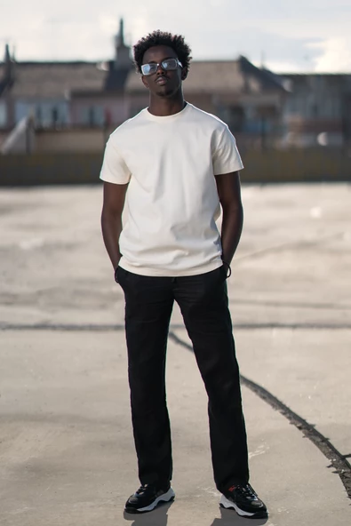 Bisiklet Yaka %100 Pamuklu Basic Oversize (Geniş Model) T-shirt