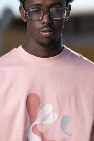 Bisiklet Yaka %100 Pamuklu Önü Baskılı Oversize (Geniş Model) T-shirt - 6