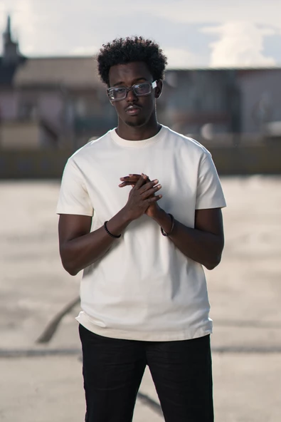 Bisiklet Yaka %100 Pamuklu Basic Oversize (Geniş Model) T-shirt - Resim 2