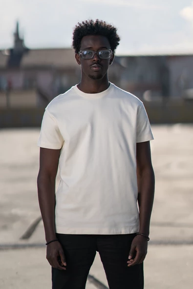 Bisiklet Yaka %100 Pamuklu Basic Oversize (Geniş Model) T-shirt - Resim 3