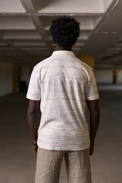 Slimfit Desenli Kısa Kol Yazlık Kumaş Kısa Kol Gömlek - Resim 4