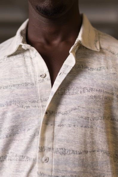 Slimfit Desenli Kısa Kol Yazlık Kumaş Kısa Kol Gömlek - Resim 3