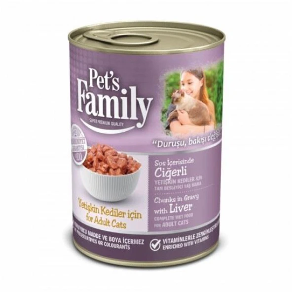 Pets Family Yetişkin Kediler İçin Ciğerli Yaş Mama 400 Gr