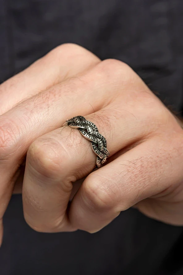 Sarmaşık Motifli Gümüş Tek Alyans Yüzük ürün görseli