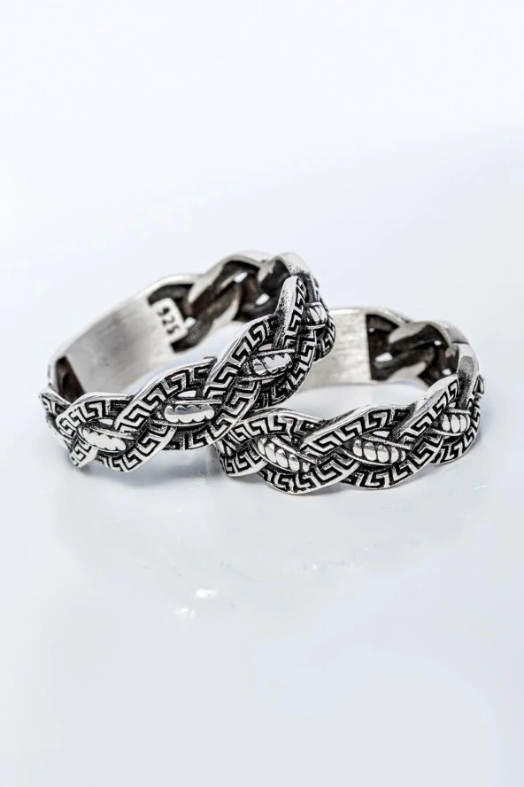 Sarmaşık Motifli Gümüş Tek Alyans Yüzük - Resim 5