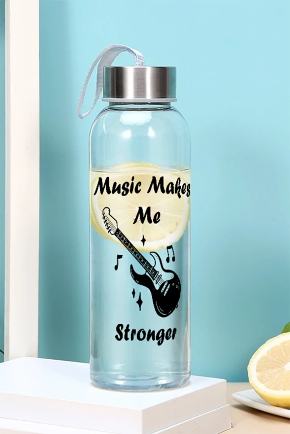 500 Ml Matara - Elektro Gitar Desen Motivasyon Matarası Müzik Matara - Sticker Hediyeli