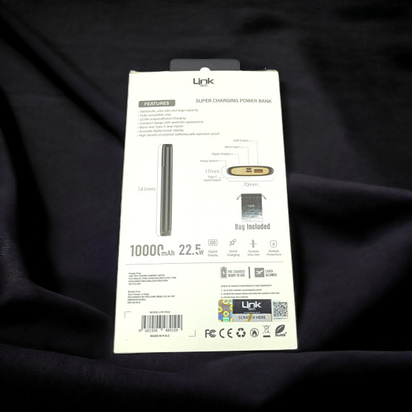 Linktech PD12 Premium PD 22.5 W 10000 mAh Hızlı Şarj Powerbank Siyah - 3