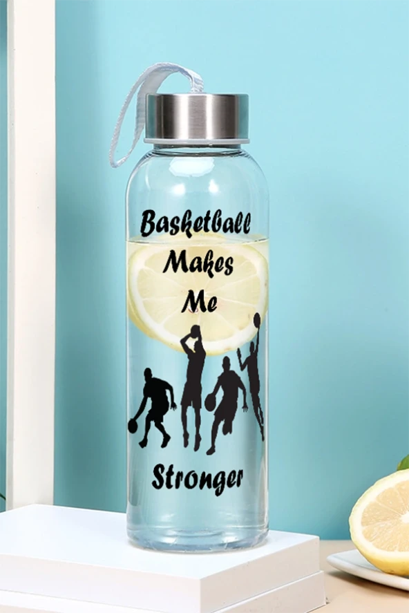 500 Ml Matara - Basketbol Desen Motivasyon Matarası Spor Matara - Sticker Hediyeli