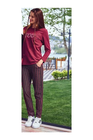 Donwear 7767 Kadın Kışlık O-Yaka Pijama Takım