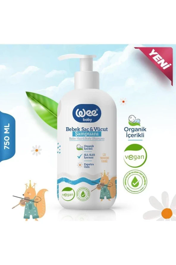 WEE BABY Bebek Saç Ve Vücut Şampuanı Vegan 750 ml