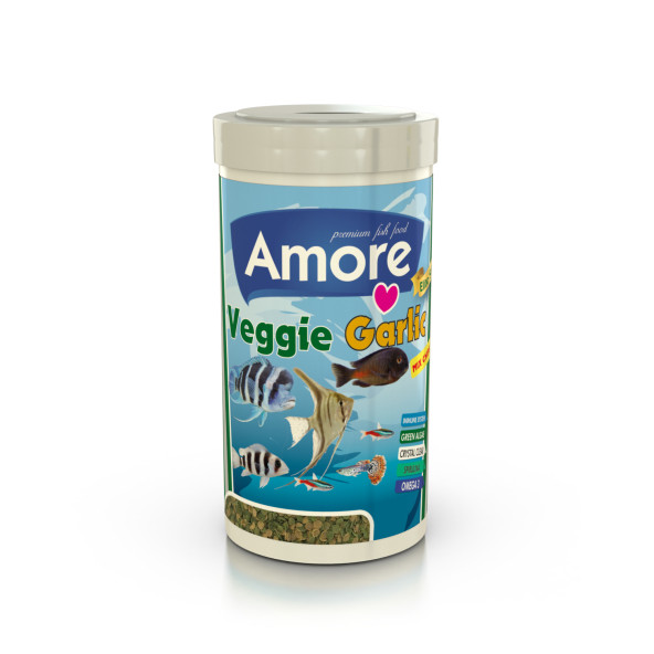 Amore Cichlid Green 3 Kg Kova + Veggie Garlic Pro Chips 250ml Kutu Akvaryum Balık Yemi - 4