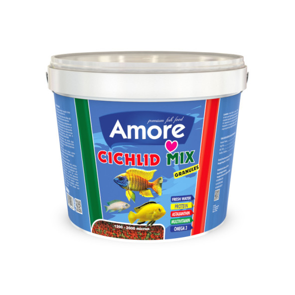 Amore Cichlid Mix Granules 3 Kg Kova Malawi Ciklet 42protein Karışık Granül Akvaryum Balık Yemi