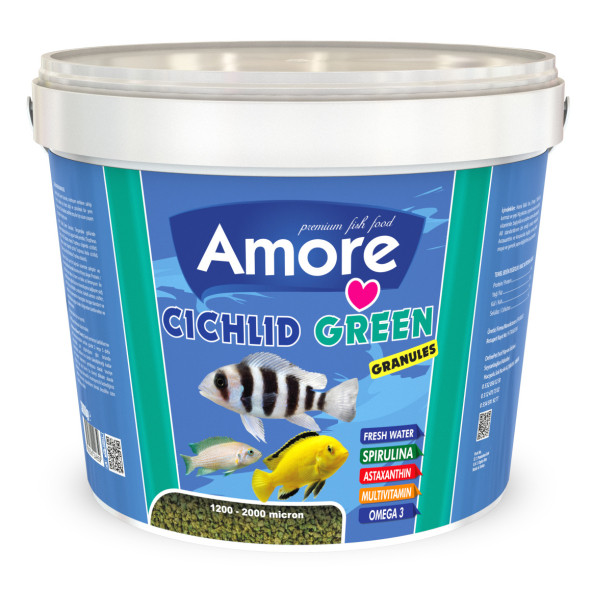 Amore Cichlid Green Granules 3 Kg Malawi Amerikan Tanganyika Ciklet Bitkisel Kova Balık Yemi